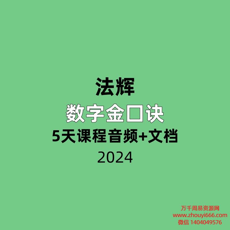 法辉 数字金囗诀5天课程音频+文档