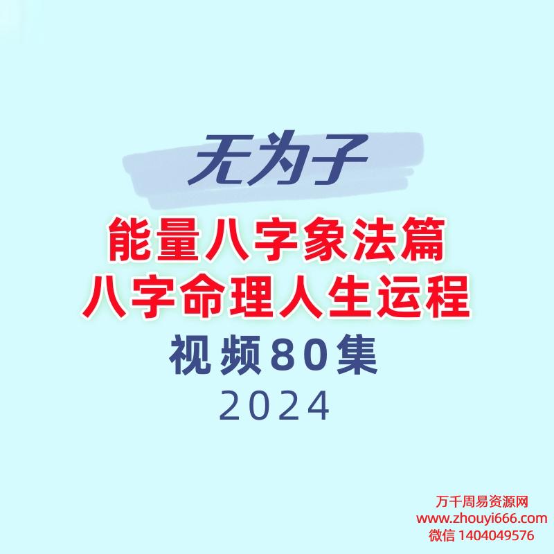 无为子能量八字象法篇_八字命理人生运程80集视频