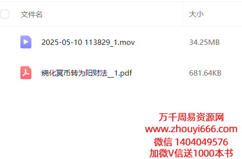 烧化冥币转为阳财法 视频+法本