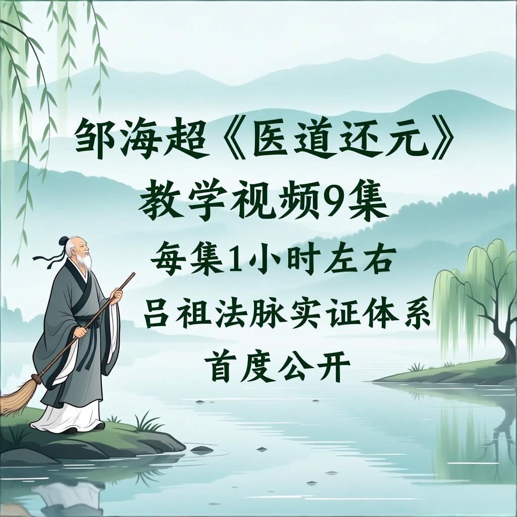 邹海超《医道还元》教学视频9集,每集1小时左右,吕祖法脉实证体系首度公开