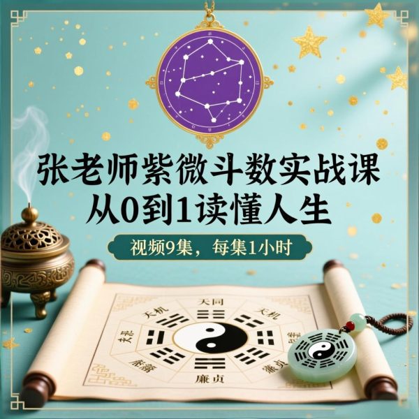 张老师【零基础必学】紫微斗数实战课从0到1读懂人生视频9集，每集1小时