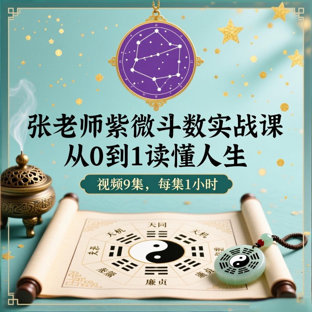 张老师【零基础必学】紫微斗数实战课从0到1读懂人生视频9集,每集1小时