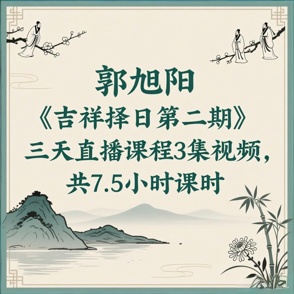 郭旭阳《吉祥择日第二期》三天直播课程3集视频，共7.5小时课时