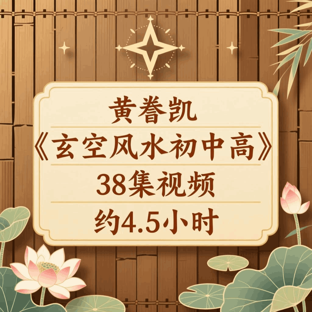 黄眷凯《玄空风水初中高》38集视频,约4.5小时