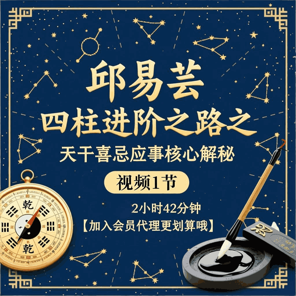 邱易芸《四柱八字进阶之路之天干喜忌应事核心解秘》视频1节,时长约2小时42分钟