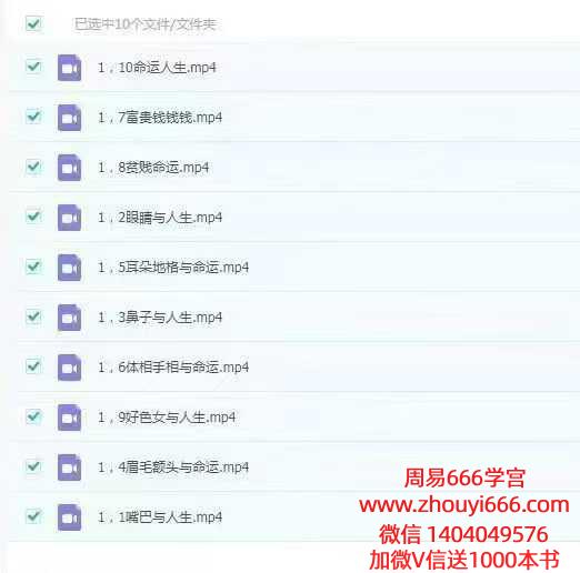 面相命理课程第一套视频10集(原深造加密课，非常稀缺)