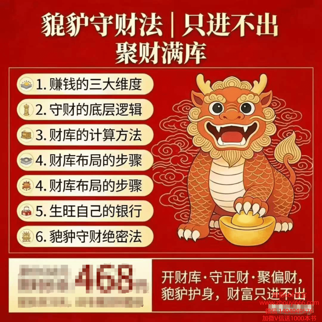 司天喜《貔貅守财法》视频+课件